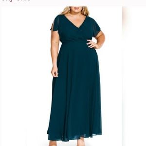 City Chic Sweet Wishes Maxi Dress In Emerald